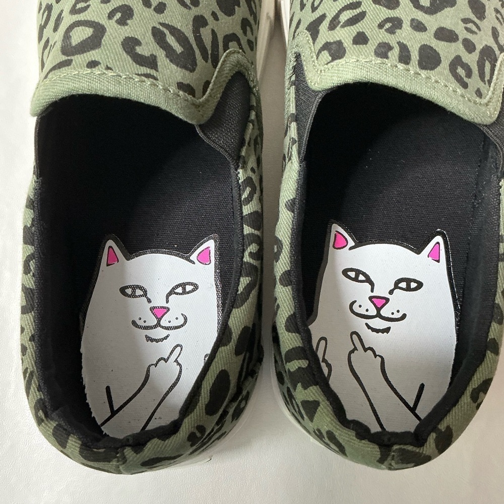 RipNDip Leopard Print Slip-On Sneakers Black and Green Size 8 - Picture 9 of 12